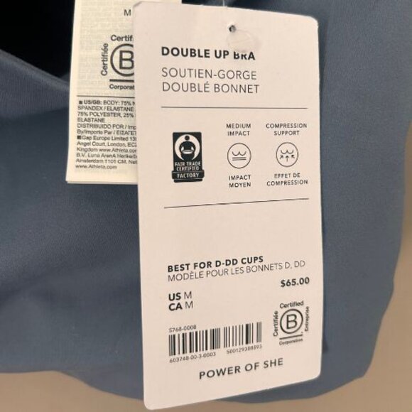 Brand New! Athleta Double Up Sports Bra D-DD/Medium - Picture 5 of 6